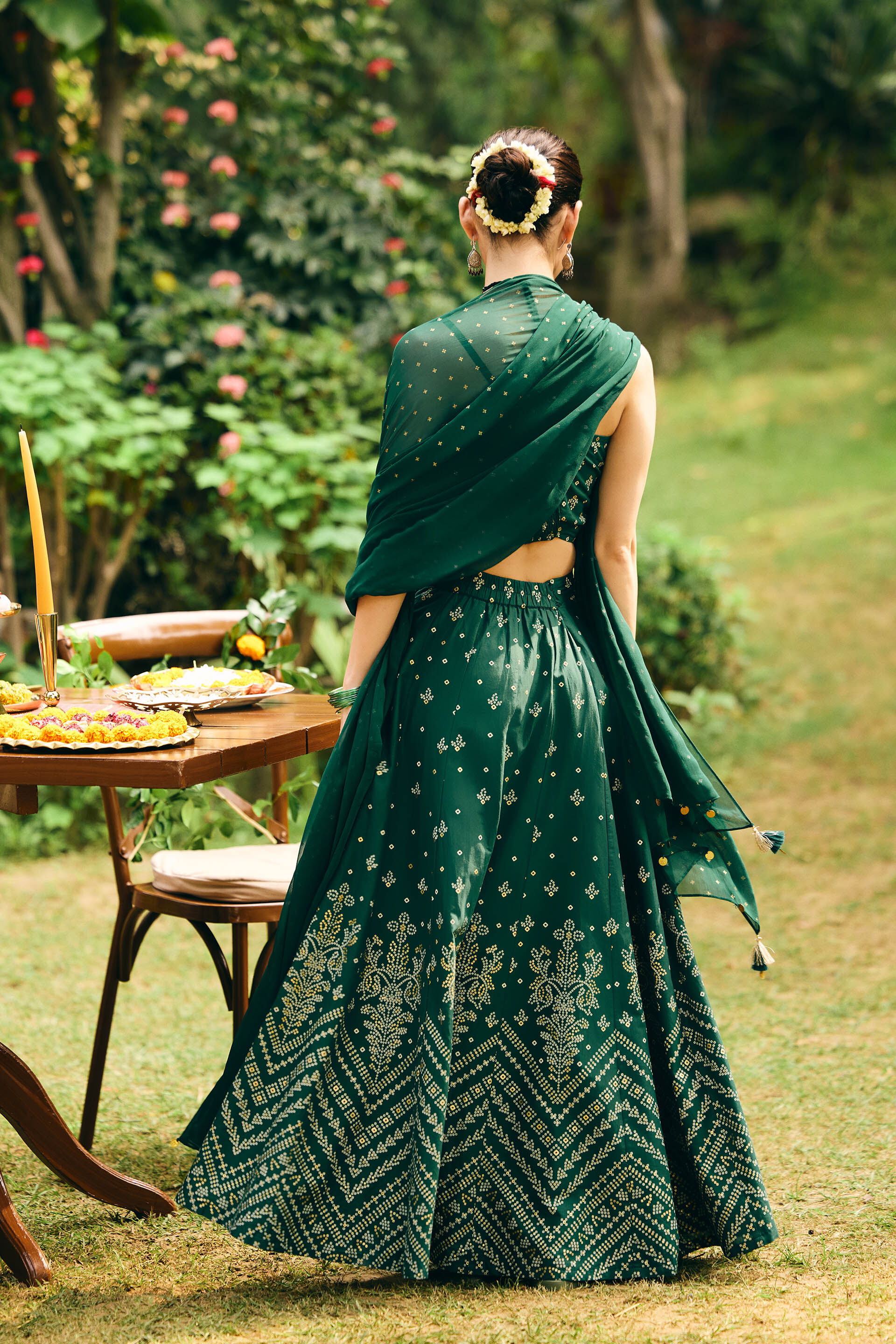 Jhilmil Green Skirt Set, Green, image 4